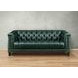 Picavel Green Leather 84" Sofa with Nailhead Trim
