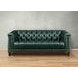 Picavel Green Leather 84" Sofa with Nailhead Trim