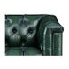 Picavel Green Leather 84" Sofa with Nailhead Trim