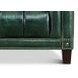 Picavel Green Leather 84" Sofa with Nailhead Trim