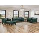 Picavel Green Leather 84" Sofa with Nailhead Trim