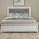 Reflections Pearl White and Gray California King Upholstered Panel Bed with LED