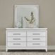 Reflections Pearl White and Rhinestone 6 Drawer Dresser with LED in Mirror