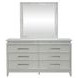 Reflections Pearl White and Rhinestone 6 Drawer Dresser with LED in Mirror