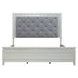 Reflections Pearl White and Gray King Upholstered Panel Bed with LED