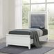 Reflections Pearl White and Gray Full Upholstered Panel Bed with LED