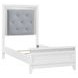 Reflections Pearl White and Gray Twin Upholstered Panel Bed with LED