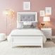 Reflections Pearl White and Gray Twin Upholstered Panel Bed with LED