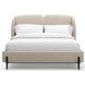 Madera Beige And Modern Walnut Upholstered Panel Bed Room Set