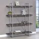 Grimma Rustic Gray Herringbone and Chrome Bookcase