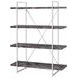 Grimma Rustic Gray Herringbone and Chrome Bookcase