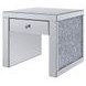Noralie Silver and Gray Square Glass Top End Table with 1 Drawer
