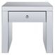 Noralie Silver and Gray Square Glass Top End Table with 1 Drawer