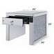 Noralie Silver and Gray Square Glass Top End Table with 1 Drawer