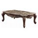Latisha Gray and Antique Oak Rectangular Marble Top Coffee Table