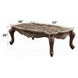 Latisha Gray and Antique Oak Rectangular Marble Top Coffee Table