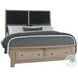 Woodbridge Clear Maple And Black Queen Upholstered Storage Platform Bed