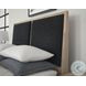 Woodbridge Clear Maple And Black Queen Upholstered Storage Platform Bed