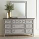 Homestead Antique White and Tobacco 6 Drawer Dresser with Mirror