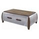 Brancaster Antique Oak and Silver Rectangular Coffee Table with Nailhead Trim