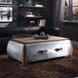 Brancaster Antique Oak and Silver Rectangular Coffee Table with Nailhead Trim