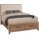 Lodge and Loft Ivory Performance Fabric King Upholstered Storage Panel Bed