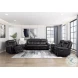 Littleton Black Double Reclining Sofa with Center Drop Down Cup Holders