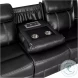 Littleton Black Double Reclining Sofa with Center Drop Down Cup Holders