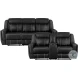 Littleton Black Double Reclining Sofa with Center Drop Down Cup Holders