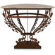 Venetian Brown Metal and Cream Demilune Top Console Table