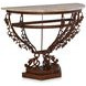 Venetian Brown Metal and Cream Demilune Top Console Table
