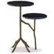 Veronica Brown and Black Round Marble Top Side Table