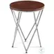 Thiago Chrome And Red Marble Top Round Accent Table