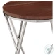 Thiago Chrome And Red Marble Top Round Accent Table