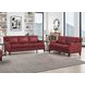 Camden Cranberry Leather 87" Sofa with Nailhead Trim