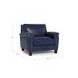 Sherwyn Navy Leather Upholstered Accent Chair with Nailhead Trim