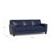 Sherwyn Navy Leather 89" Sofa with Nailhead Trim