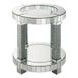 Noralie Silver and Gray Round Glass Top End Table with Storage