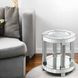 Noralie Silver and Gray Round Glass Top End Table with Storage