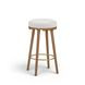 Oodle Cream and Light Walnut Performance Vegan Mohair Upholstered Bar Stool