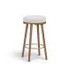 Oodle Cream and Light Walnut Performance Vegan Mohair Upholstered Bar Stool