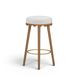 Oodle Cream and Light Walnut Performance Vegan Mohair Upholstered Bar Stool