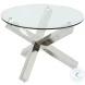 9008 Clear Glass And Polished Stainless Steel Occasional Table Set