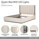 Pavira Stone and Taupe Queen Upholstered Platform Bed with LED