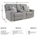 Biscoe Pewter Performance Fabric Power Reclining Console Loveseat