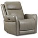Frances Gray and Beige Leather Swivel Glider Power Recliner with USB Charging