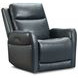 Frances Blue Leather Swivel Glider Power Recliner with USB Charging