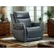Frances Blue Leather Swivel Glider Power Recliner with USB Charging