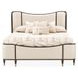 Camellia Field Warm Pecan and Linen Queen Upholstered Panel Bed with USB Charging