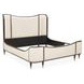 Camellia Field Warm Pecan and Linen Queen Upholstered Panel Bed with USB Charging